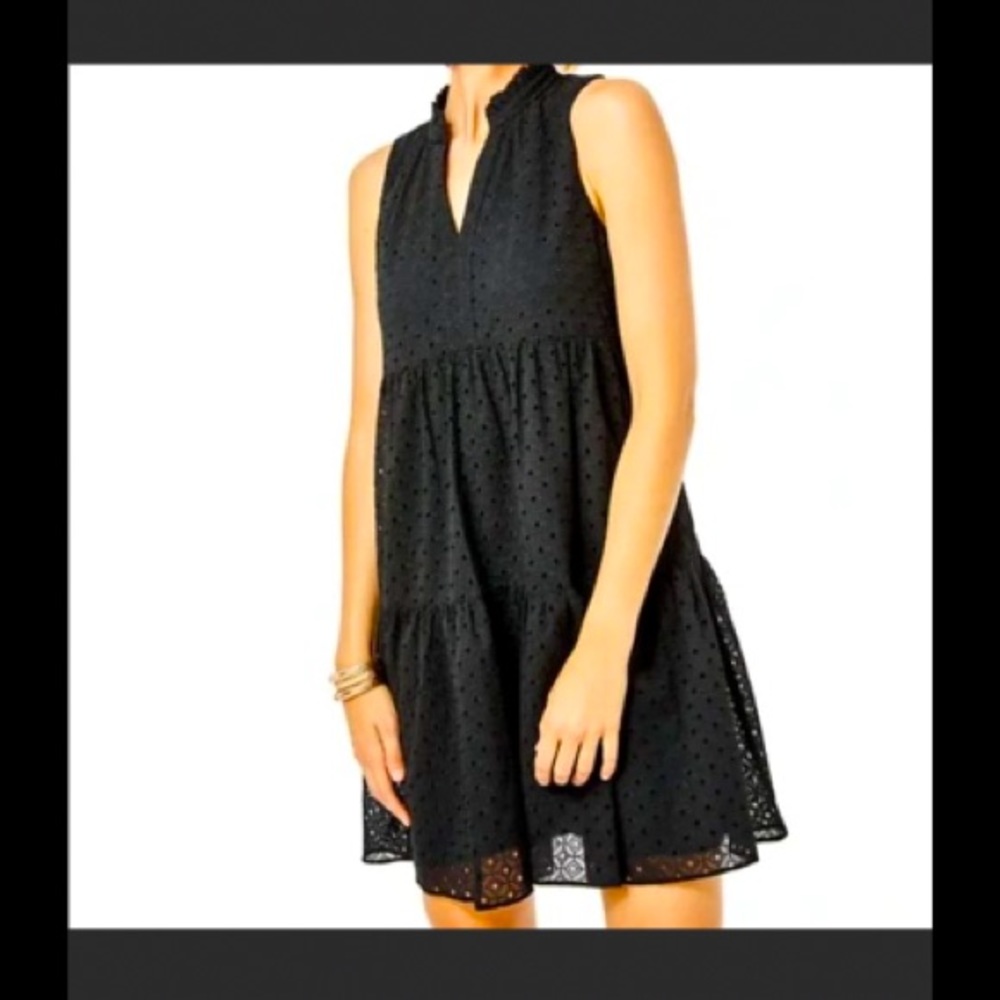 Lilly Pulitzer Novella Dress Onyx Black Mini Medallion Chiffon Eyelet NWT sz: XL